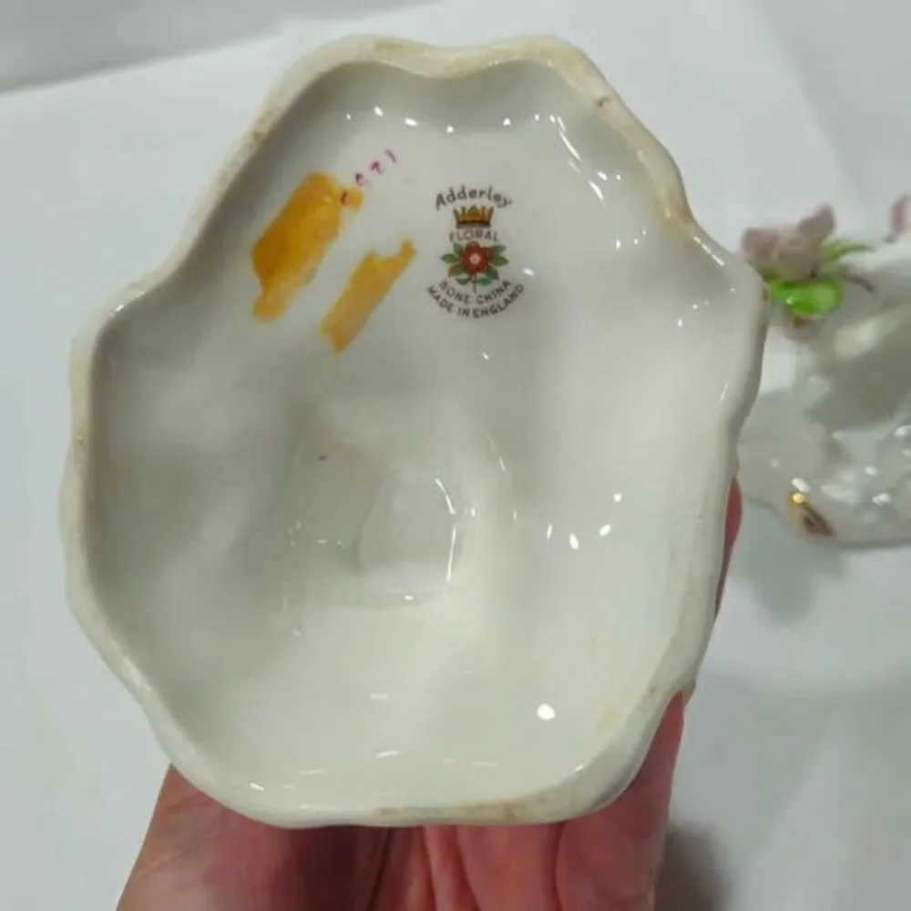 Aynsley Bone China Floral Candle Holders Pair
